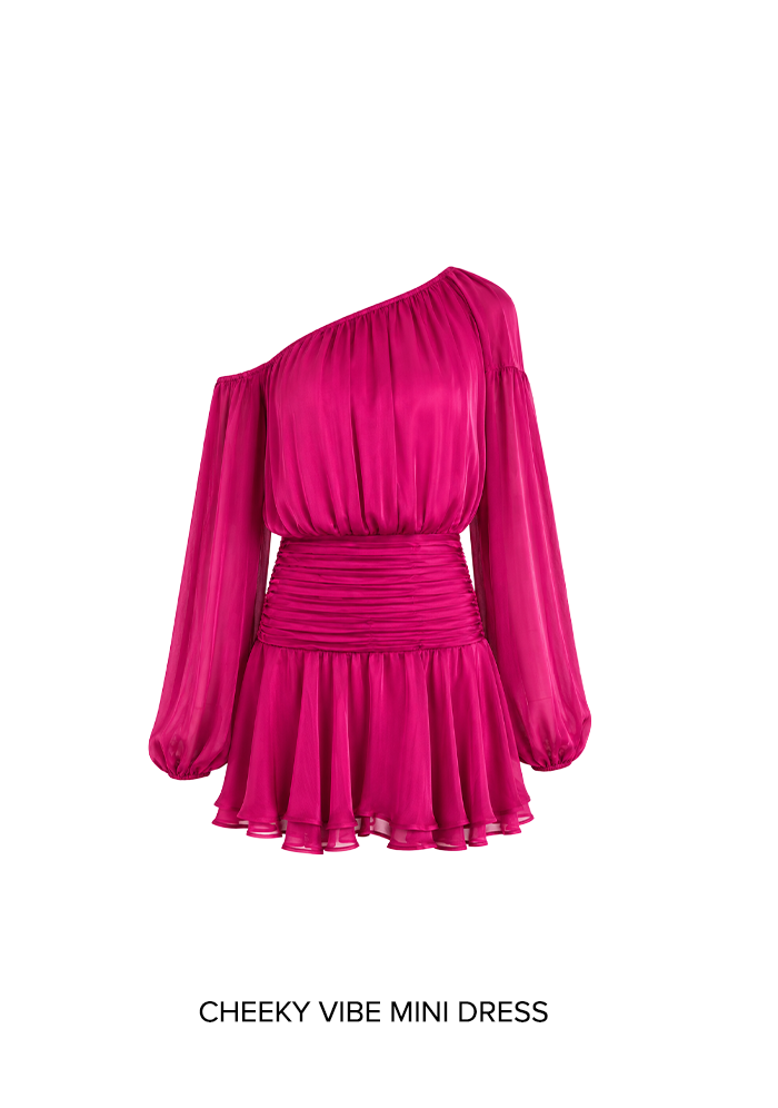Cheeky Vibe Off Shoulder Mini Dress Magenta
