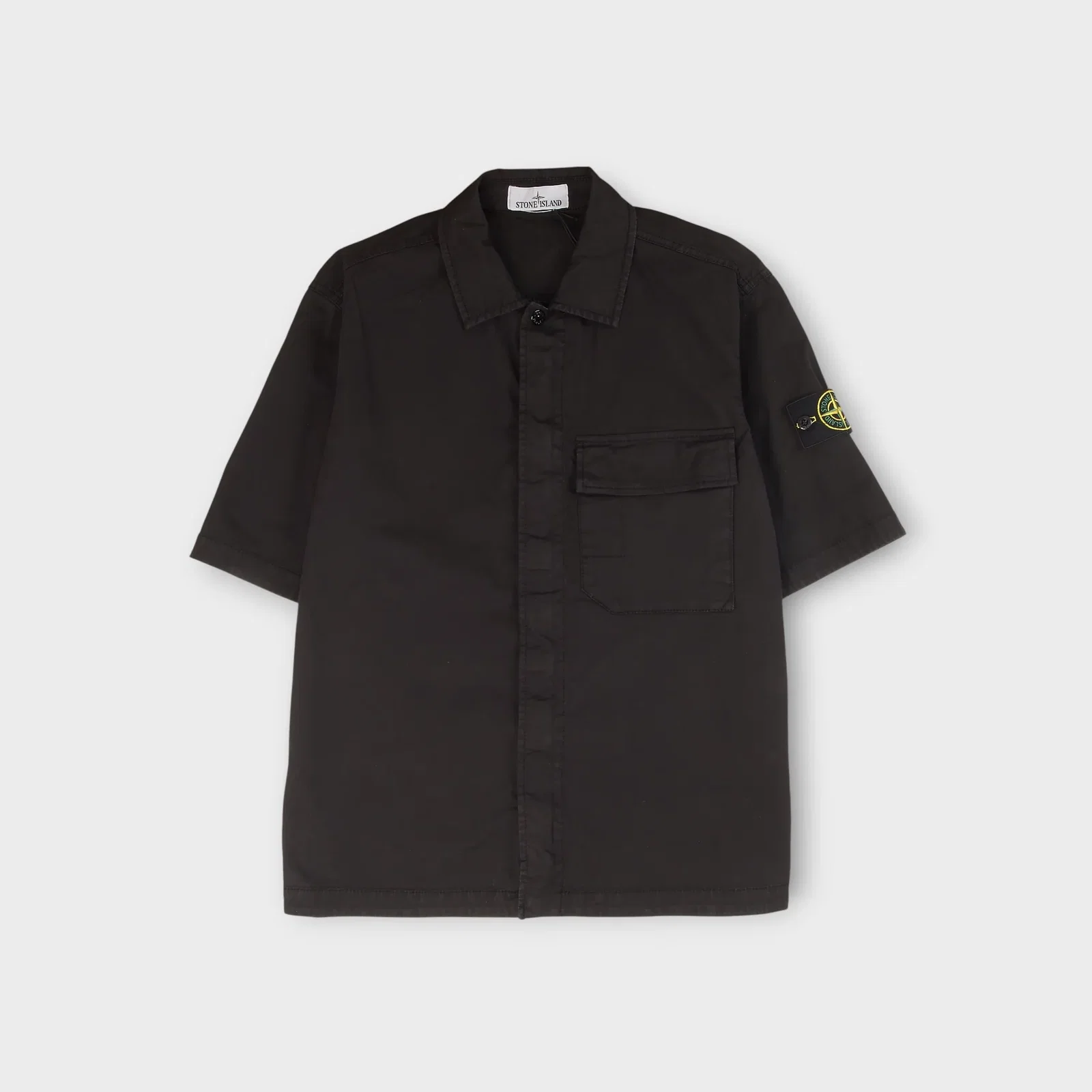 Image of Stone Island Stretch Organic Cotton Twill SS Shirt I Black