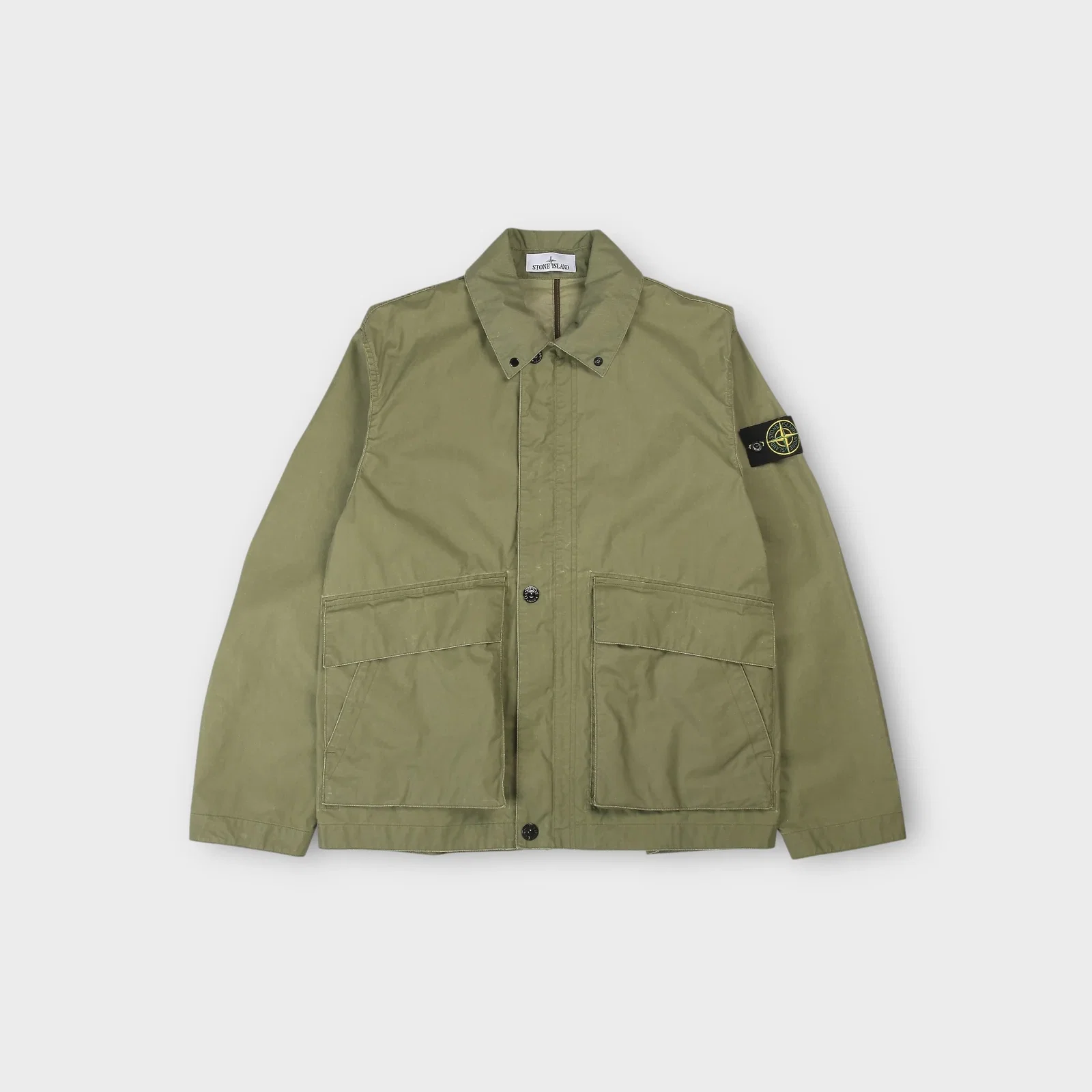 Image of Stone Island Pigmented Wax Coach Jacket I Grøn
