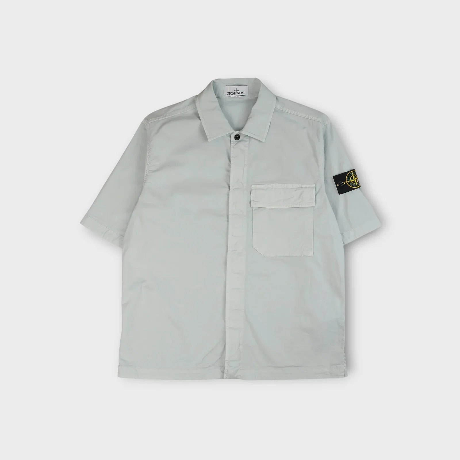 Image of Stone Island Stretch Organic Cotton Twill SS Shirt I Sky Blue