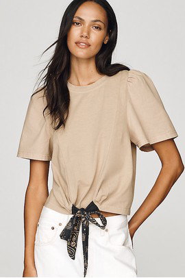 Pilcro Puff-Sleeve Bandana Drawstring Top