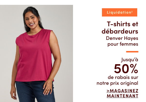 T-shirts et débardeurs Denver Hayes pour femmes en liquidation‡ jusqu'à 50 % de rabais sur notre prix original