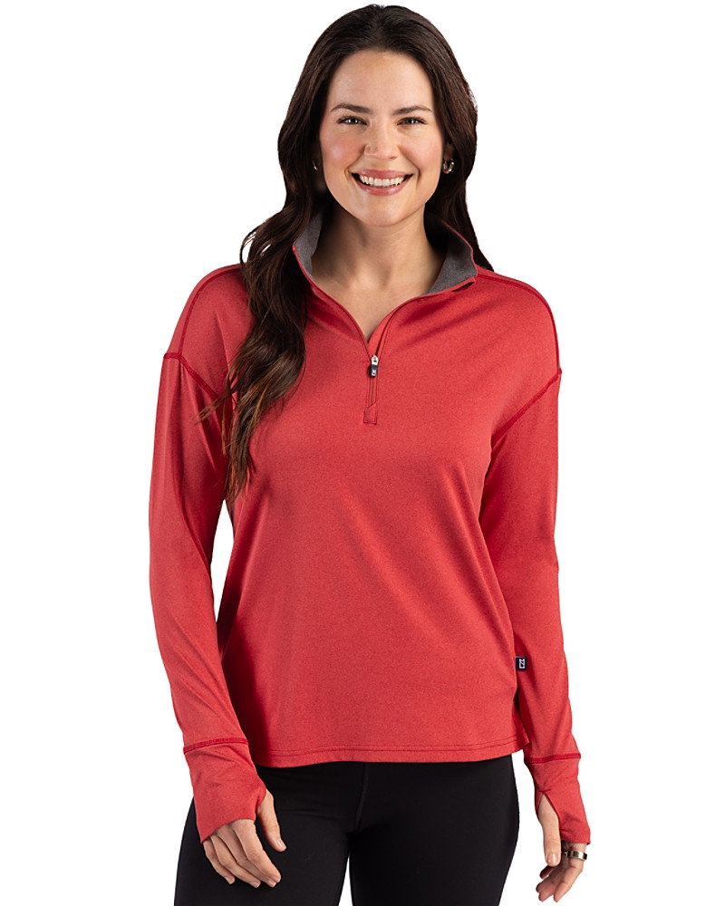Image of Cutter & Buck Forge Recycled Four-Way Stretch Womens Quarter Zip Pullover