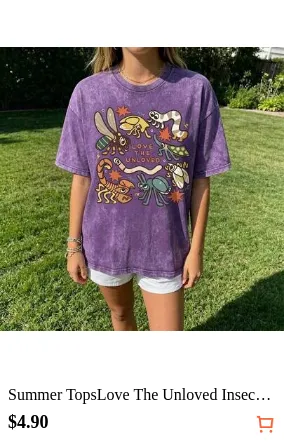 Summer TopsLove The Unloved Insect Lover Shirt Oversize Unisex Washed T-Shirt For Women And Men's Unisex Fit Batik Cotton Super Soft Psummer Clothes