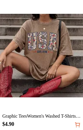 Graphic TeesWomen's Washed T-Shirts, USA Printed Soft And Breathable, Simple And Versatile, Independence Day, Fireworks To Celebrate God Bless America