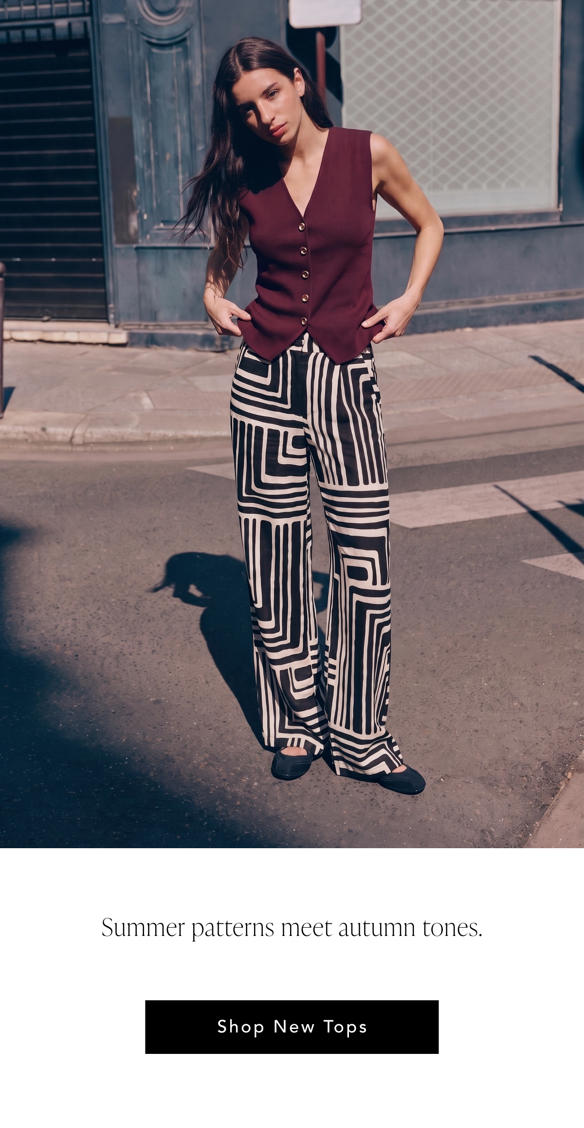 Summer patterns meet autumn tones. Shop New Tops.
