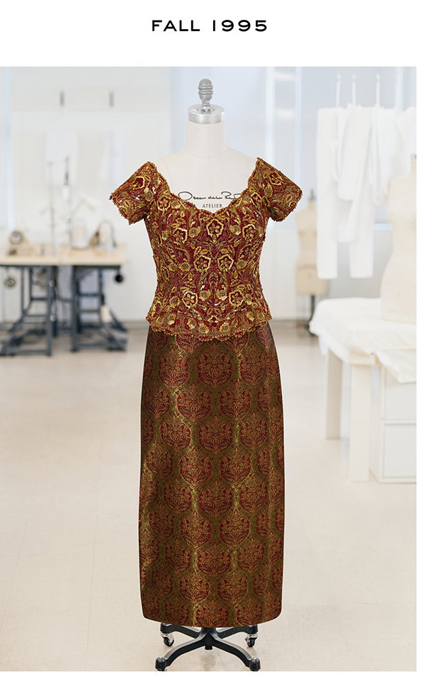 Fall 1995 Embroidered Top and Brocade Skirt Set