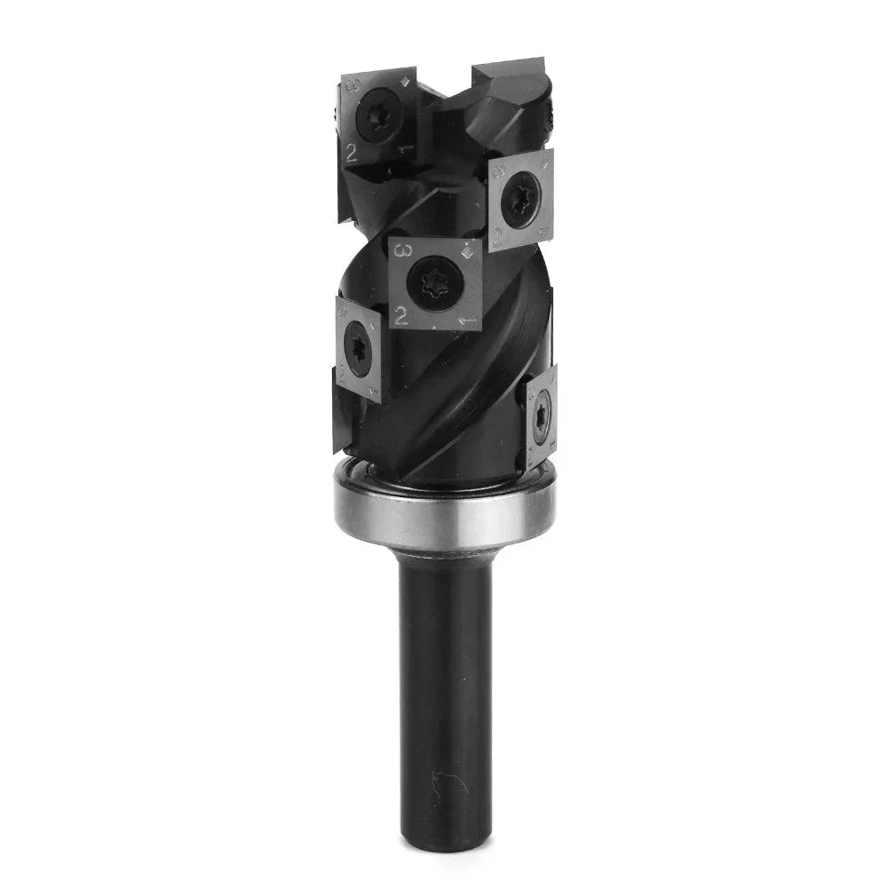 Spiral Flush Trim Router Bit with Carbide Insert, Top Bearing