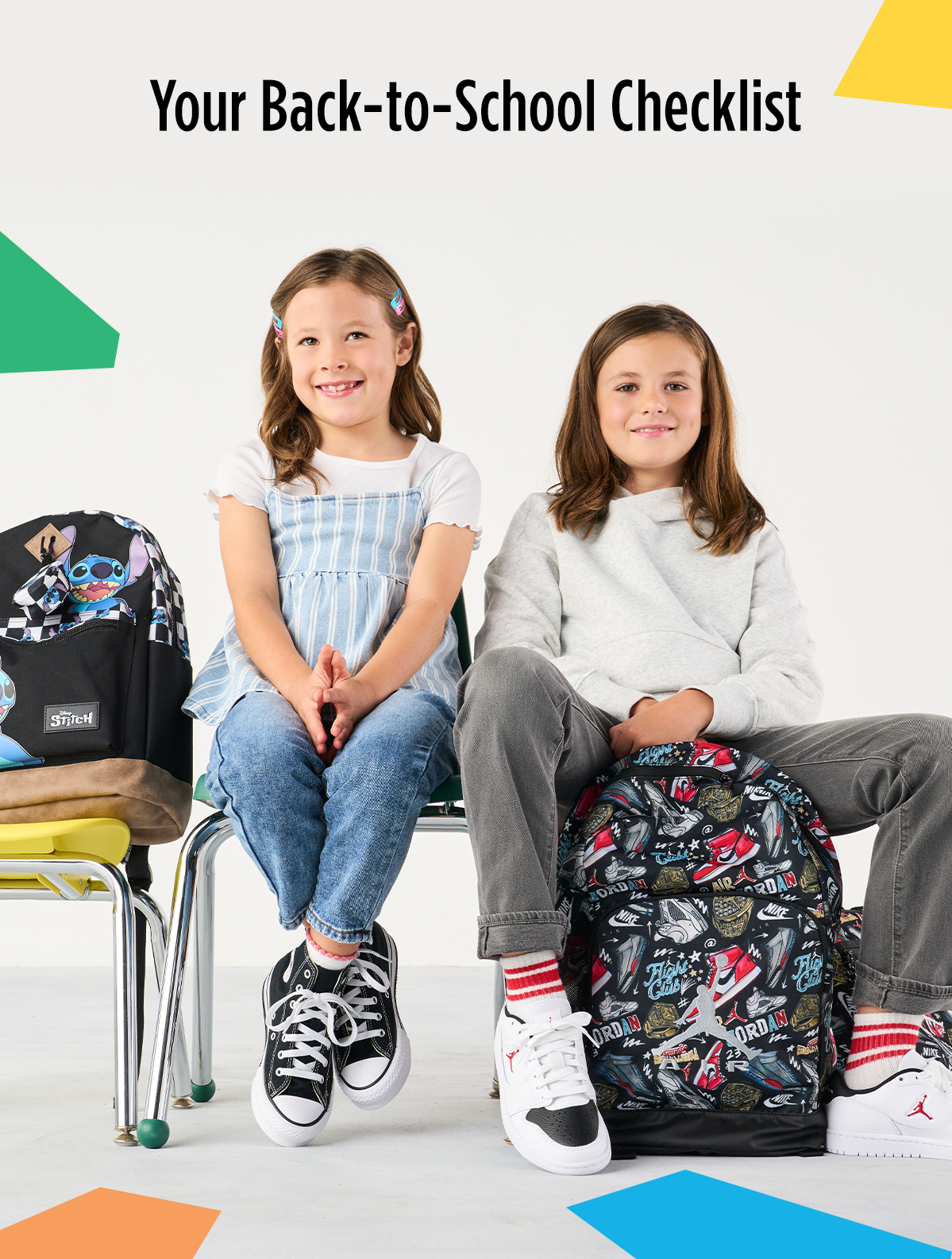 Your Back-to-School Checklist | Lifestyle Image of Kids' Jordan and Converse Sneakers