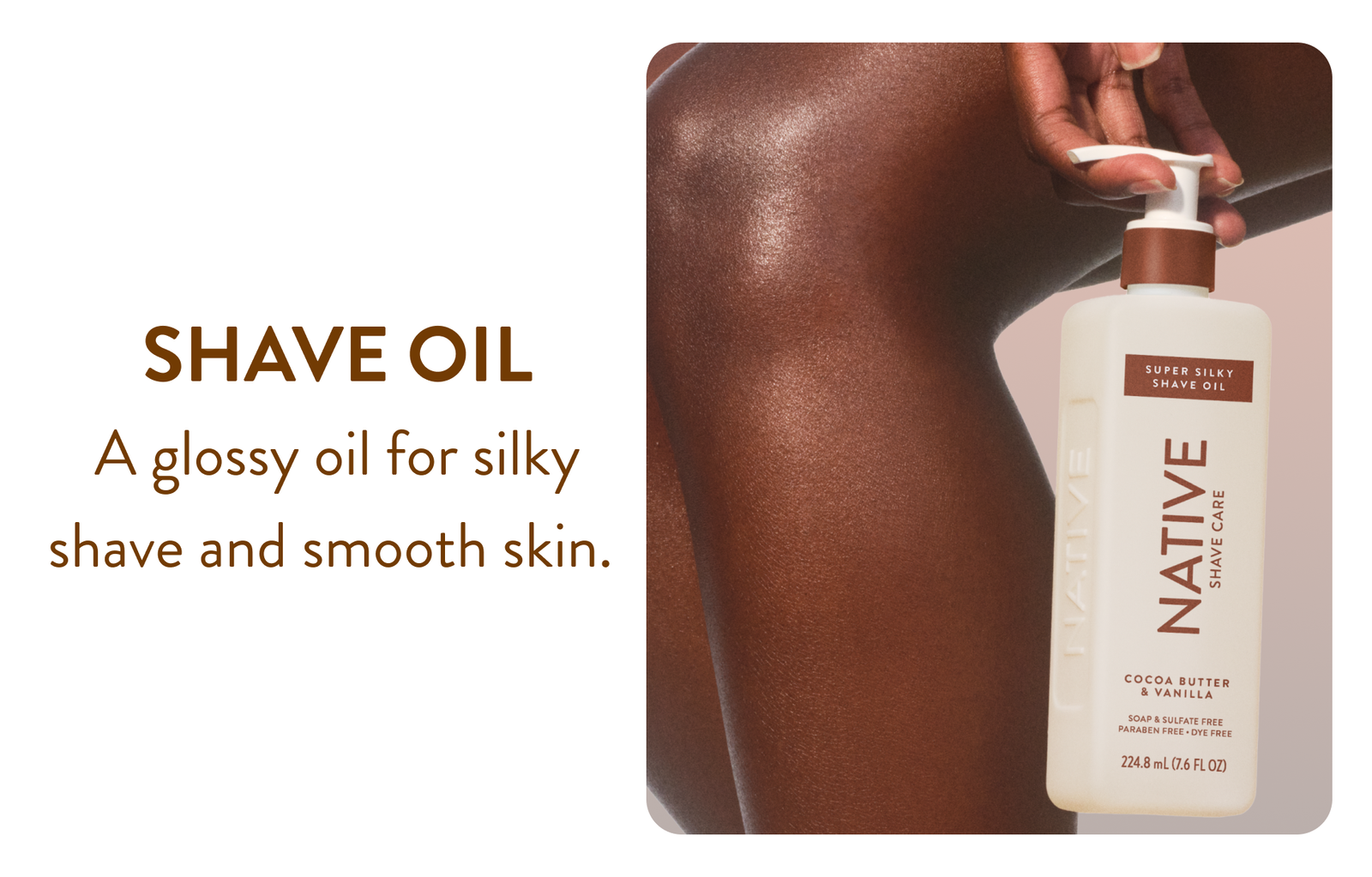 Shave oil. A glossy oil for silky shave and smooth skin.