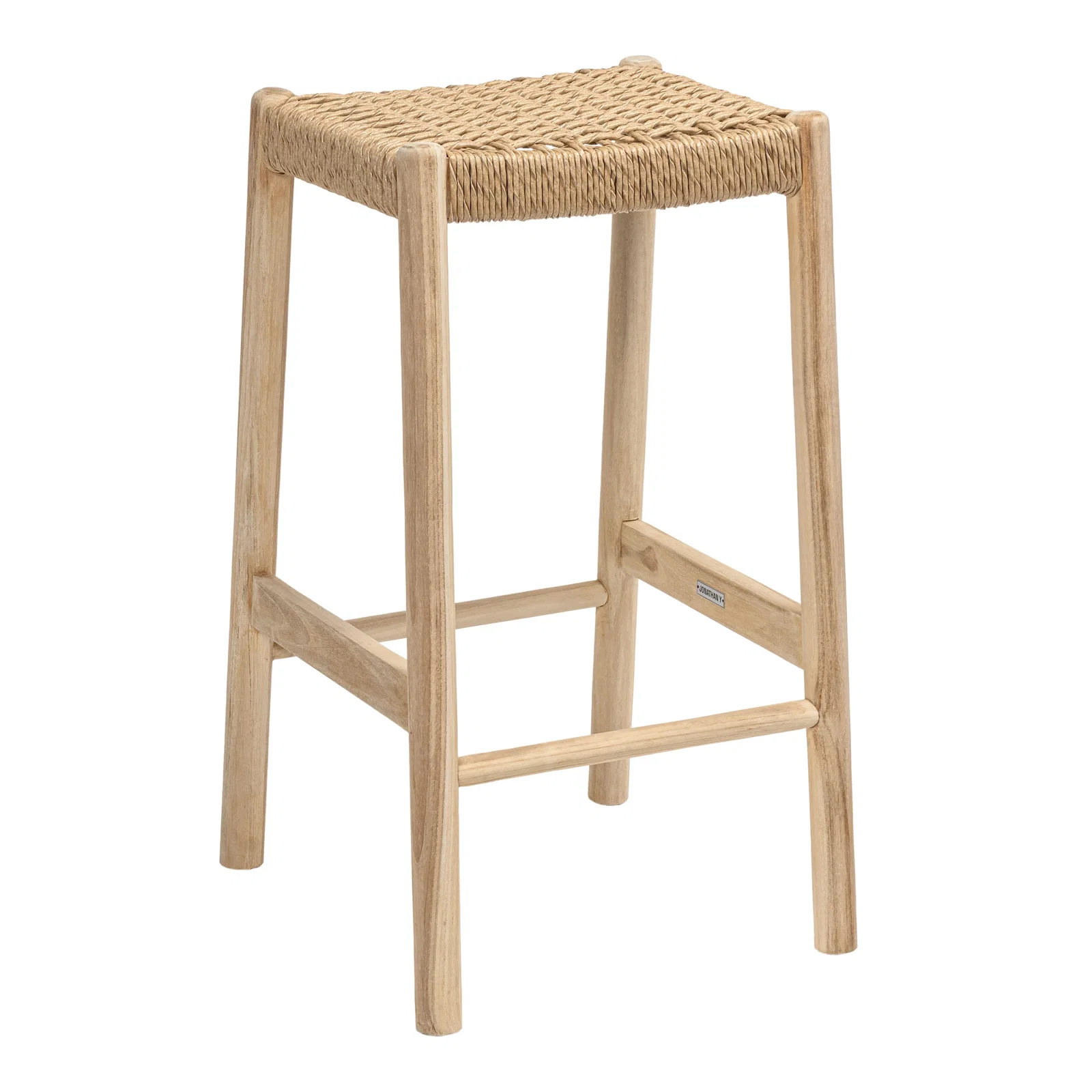 Image of Armati Coastal Casual Handcrafted Teak Wood Backless Bar Stool