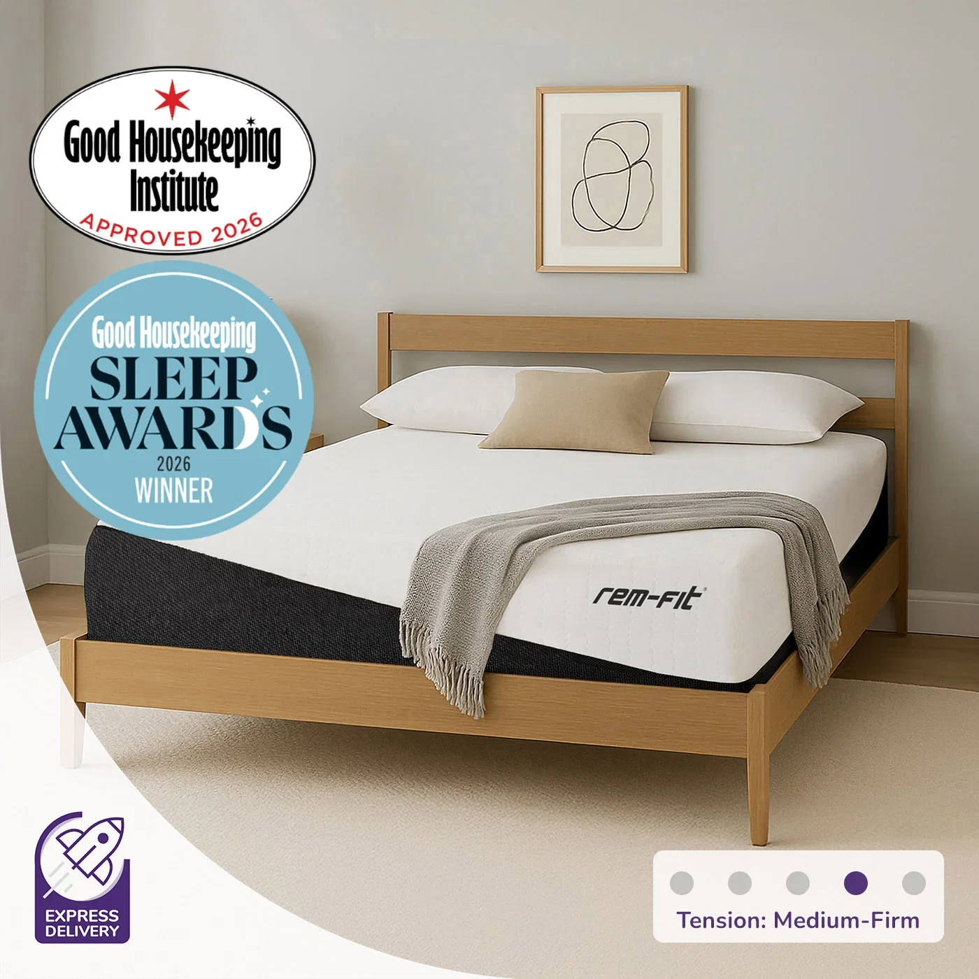 REM-Fit Pocket 1000 Hybrid Mattress — GHI Approved 2026, express delivery