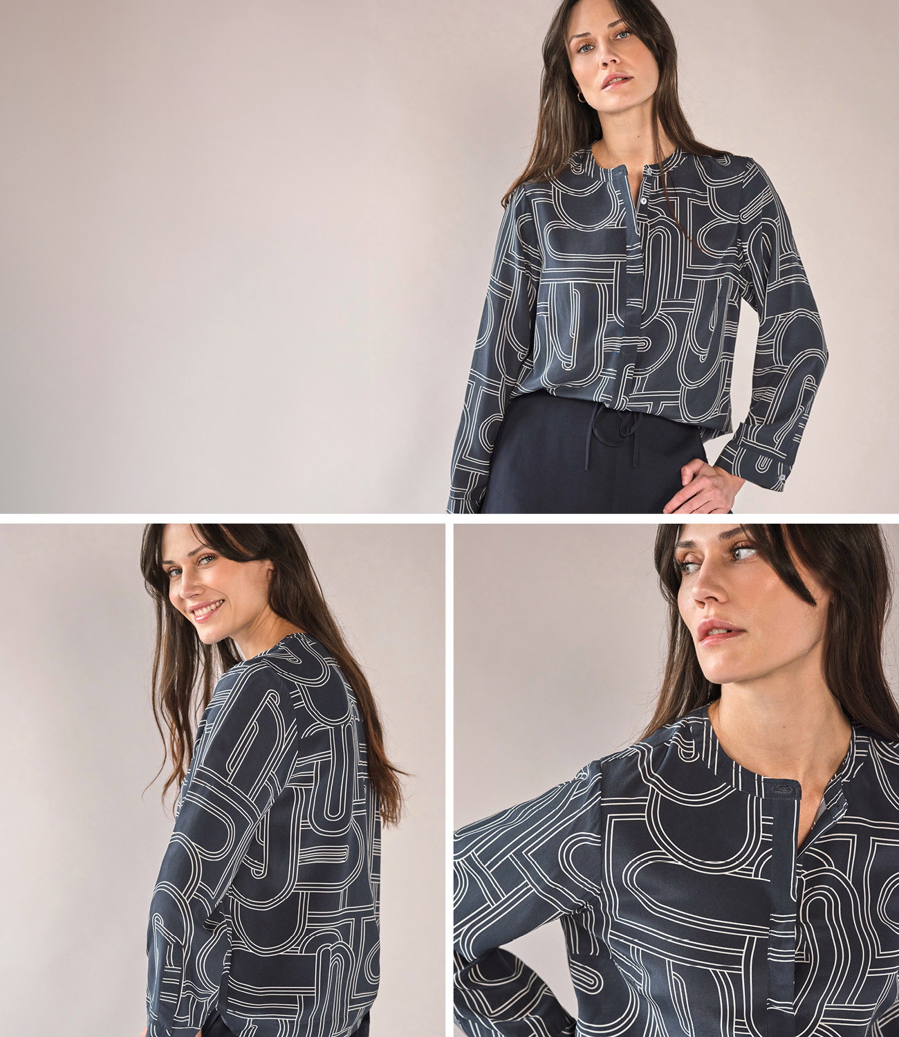 Silk Collarless Shirt
