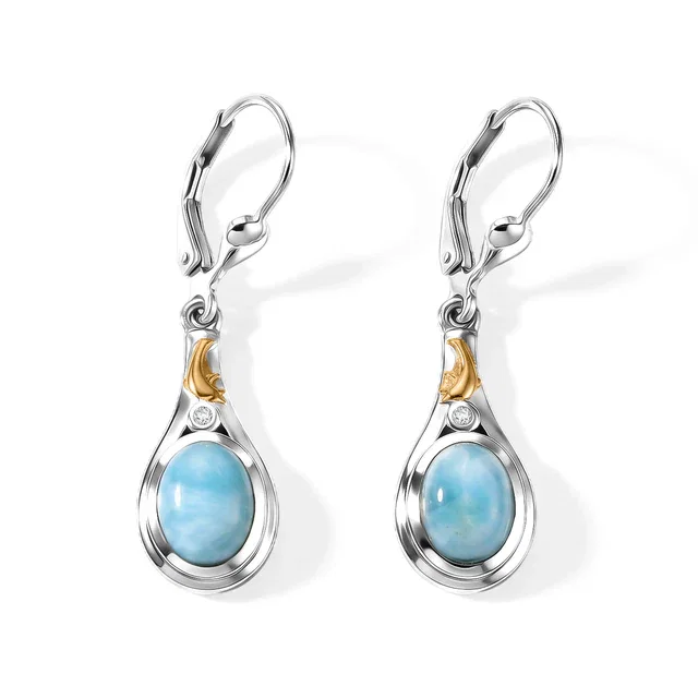AAA Larimar Diamant Ohrringe