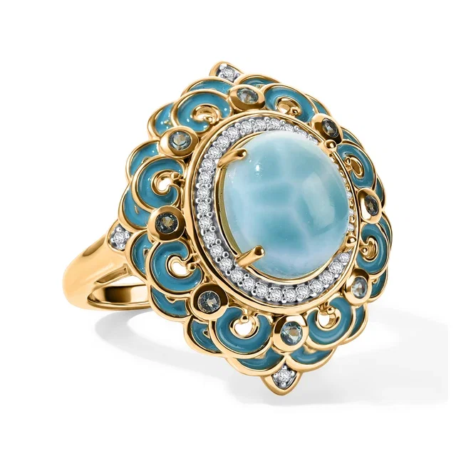 AAA Larimar Blautopas Ring