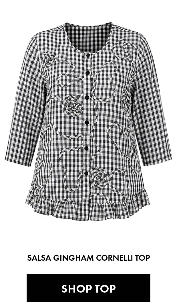 Salsa Gingham Cornelli Top in Black Beige Check