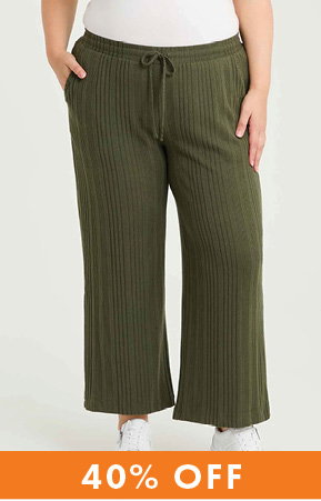 Cozy Rib Wide Leg Pant in Willow Green