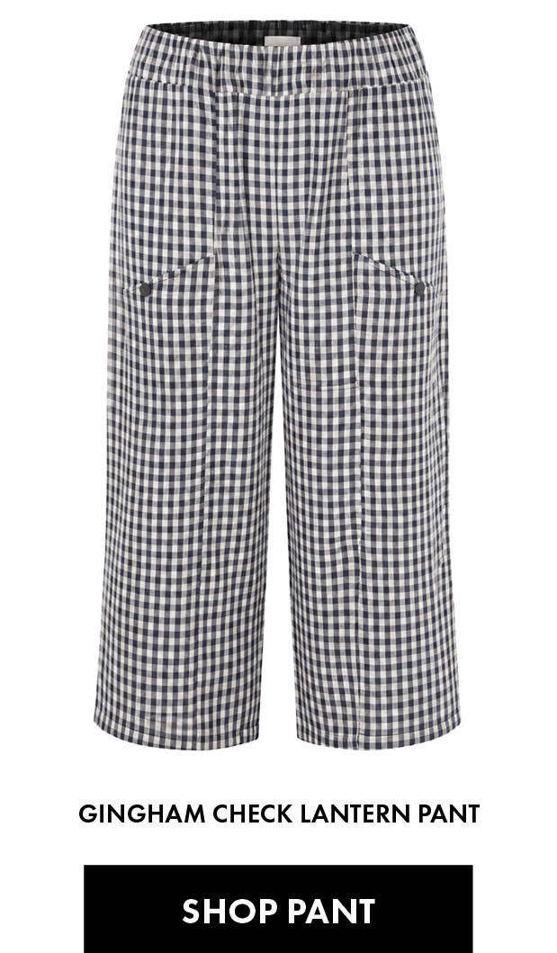 Gingham Check Lantern Pant in Black Beige Check
