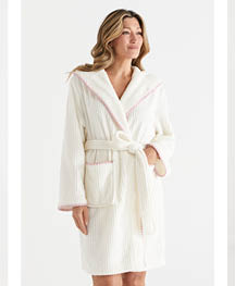 Pink Trim Self Stripe Robe