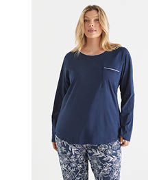 Stitch Detail Long Sleeve Pyjama Top