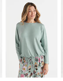 Rib Brushed Pyjama Top - Green