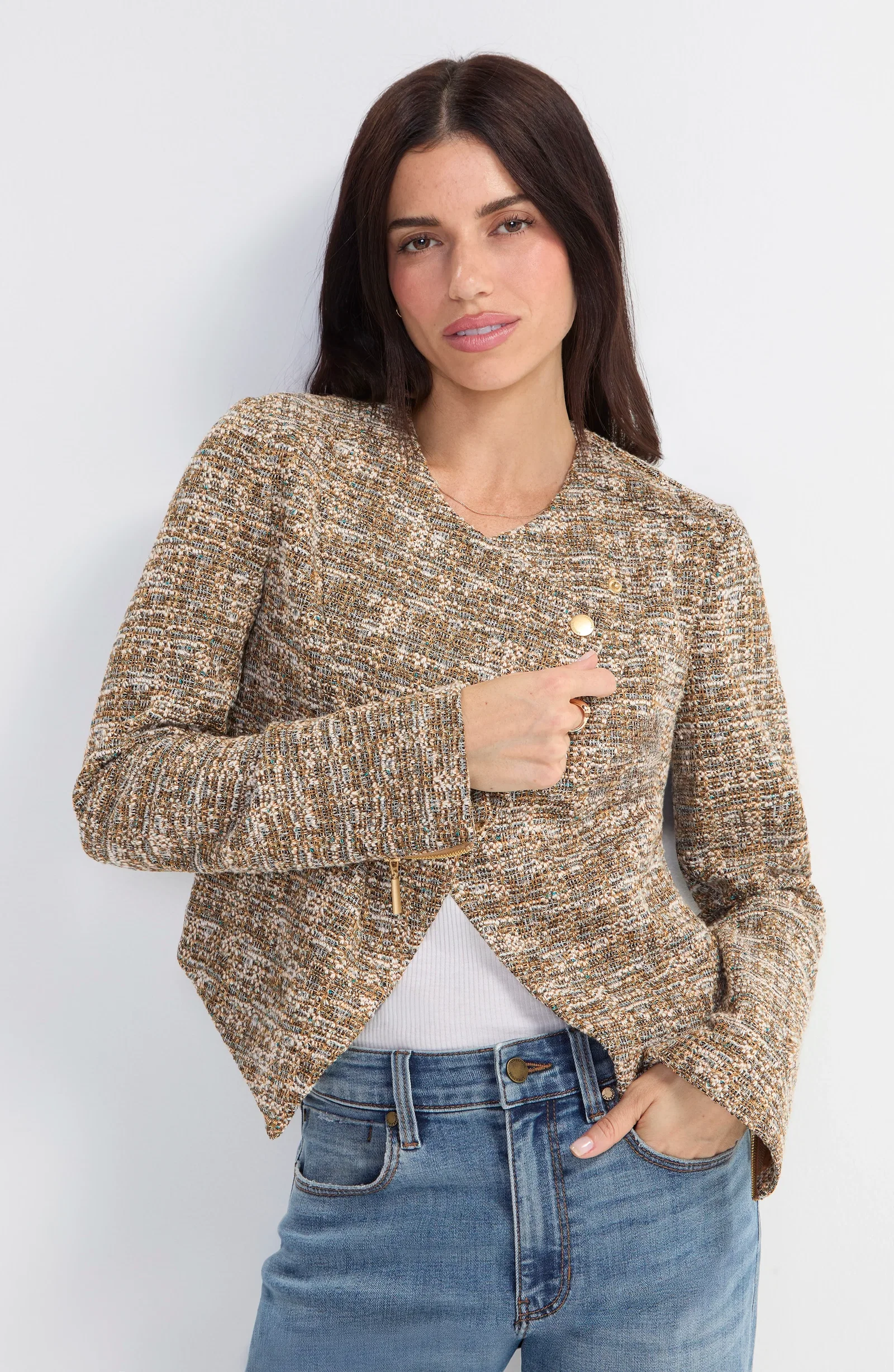 Image of COLLARLESS MOTO JACKET