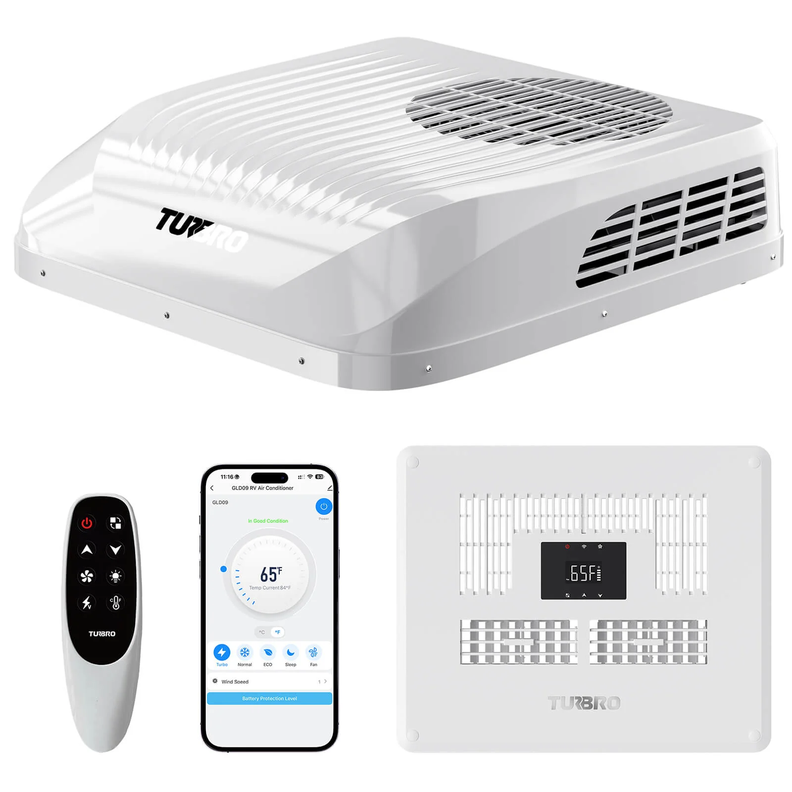 Image of Greenland 9,000 BTU 12V DC Inverter Rooftop RV Air Conditioner