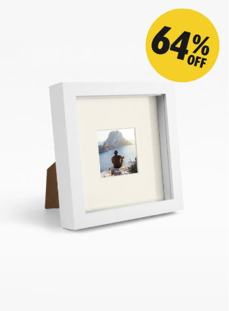 6" x 6" White 3D Box Photo Frame - with 2" x 2" Mount