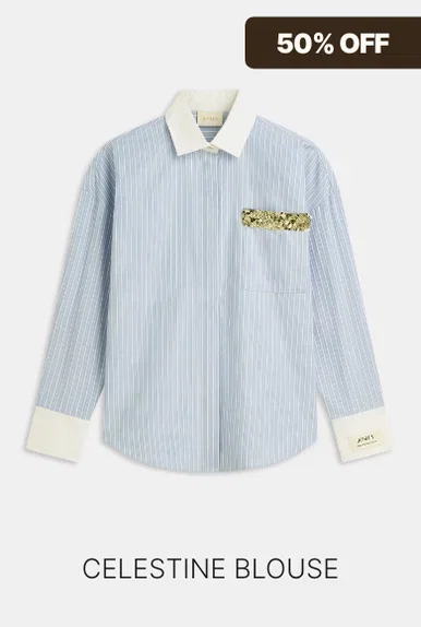 JV-CELESTINE oversized blouse met strepen - powder blue stripe