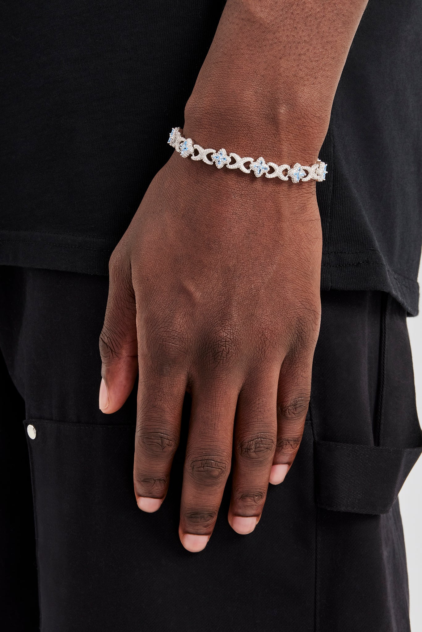 Image of Iced Blue Baguette Motif Infinity Bracelet - 10mm