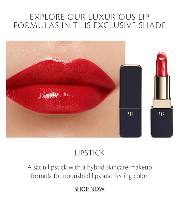 A satin lipstick with a hybrid skincare-makeup formula for nourished lips and lasting color.