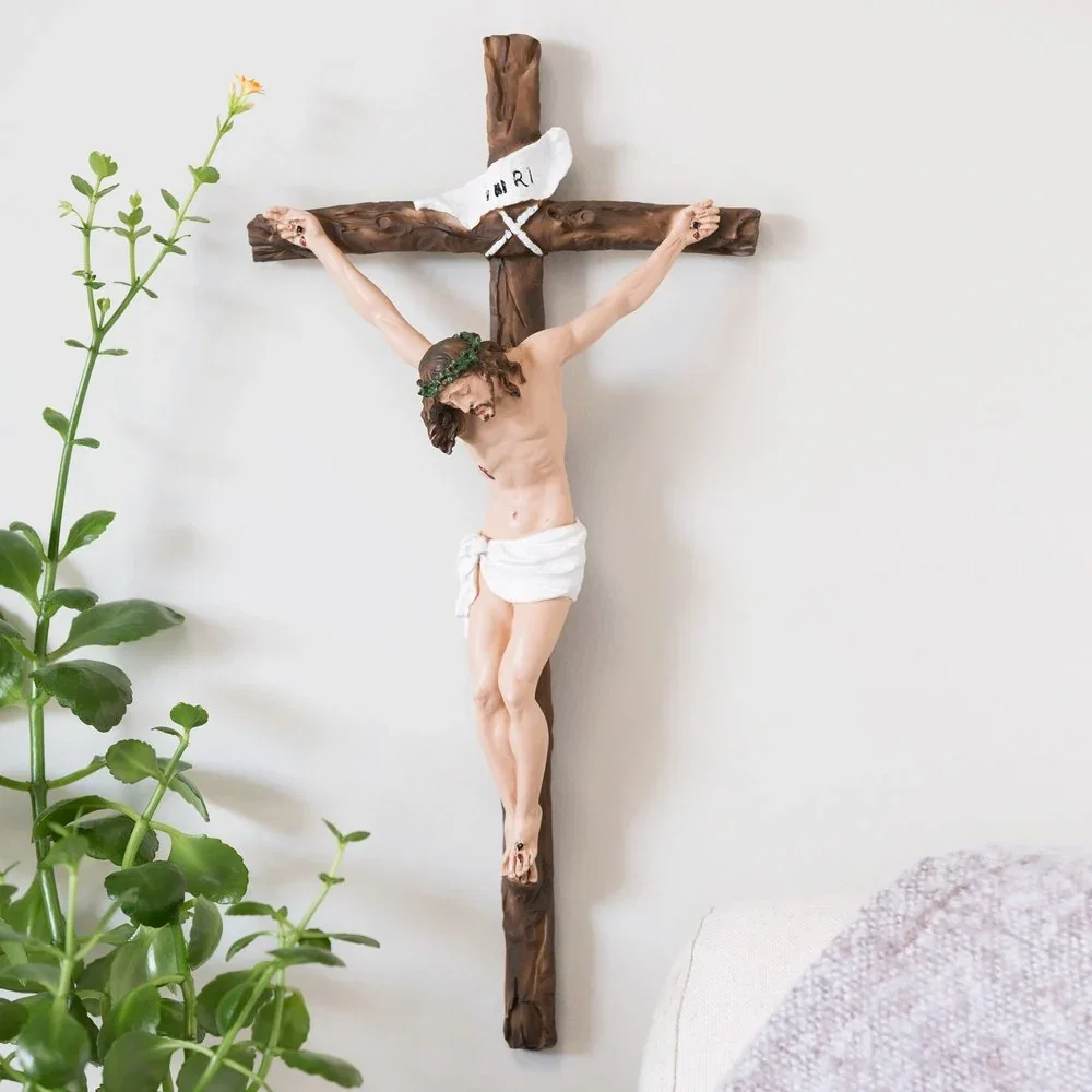 Italian Handpainted Crucifix - 16 inches