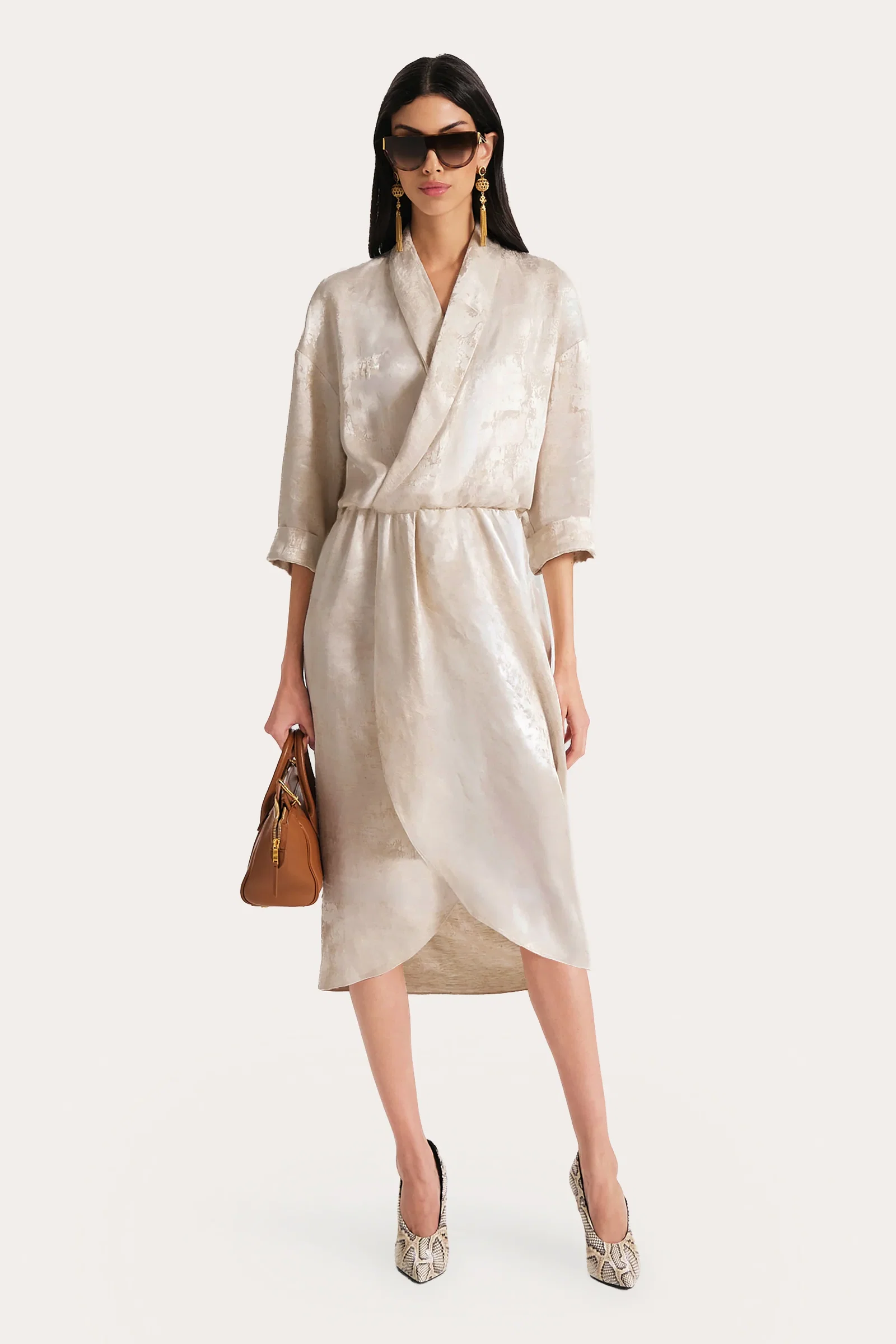Image of Terra Linen Jacquard Dress