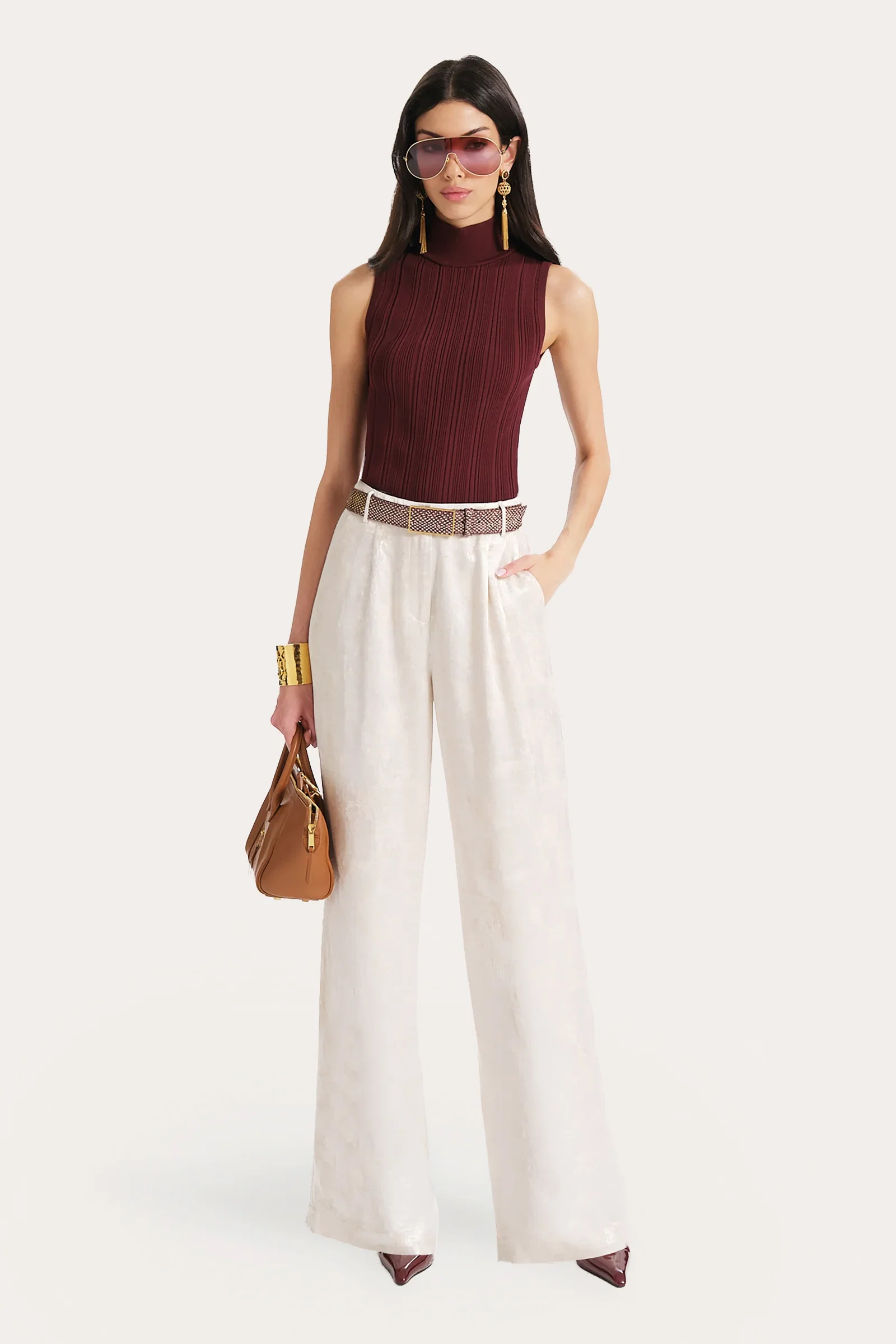 Image of Azura Ribbed Sleeveless Mock Neck