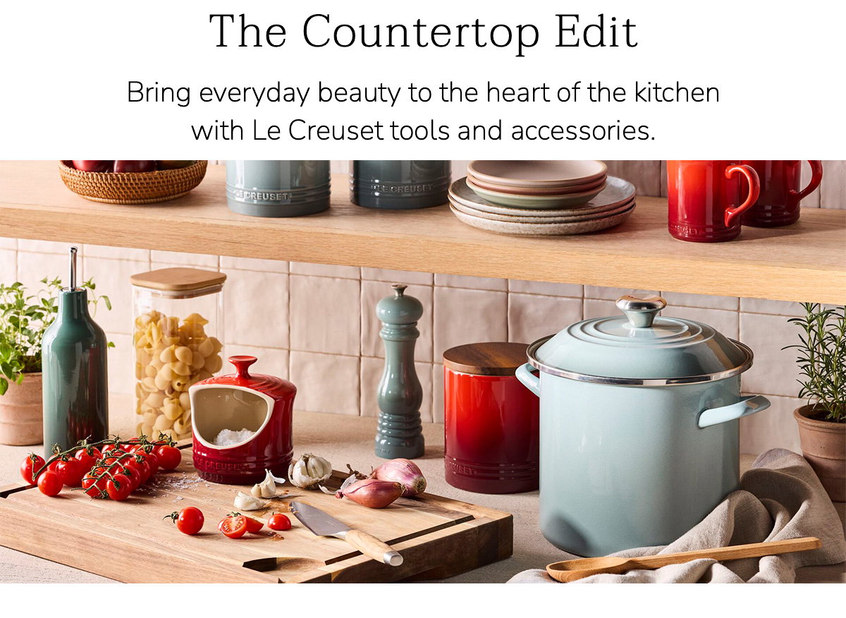 The Countertop Edit: Bring everyday beauty to the heart of the kitchen with Le Creuset tools and accessories.