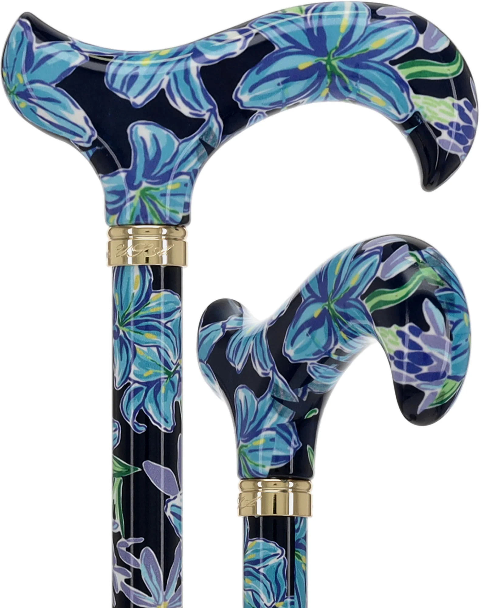 Image of Dark Blue Vivienne May: Adjustable Cane w/ Patterned Handle