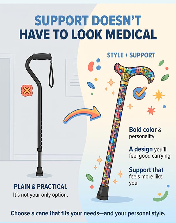 A walking cane doesn’t have to be plain