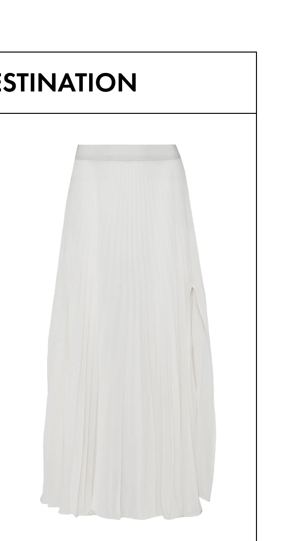FOR THE DESTINATION MESH PLEATED SKIRT IN IVORY