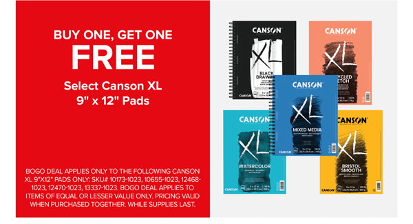 Buy One, Get One Free: Select Canson XL 9" x 12" Pads