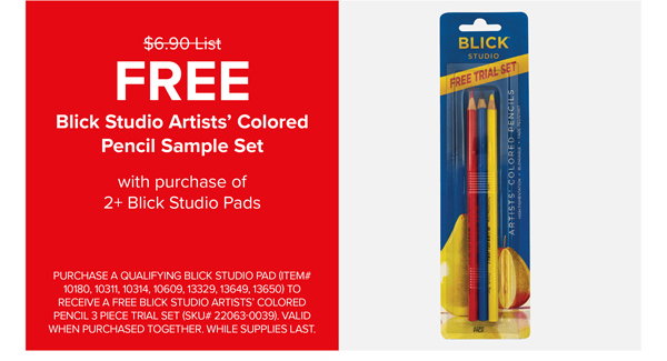 Free Blick Studio Artists' Colored Pencil Sample Set with purchase of 2 or more Blick Studio Pads