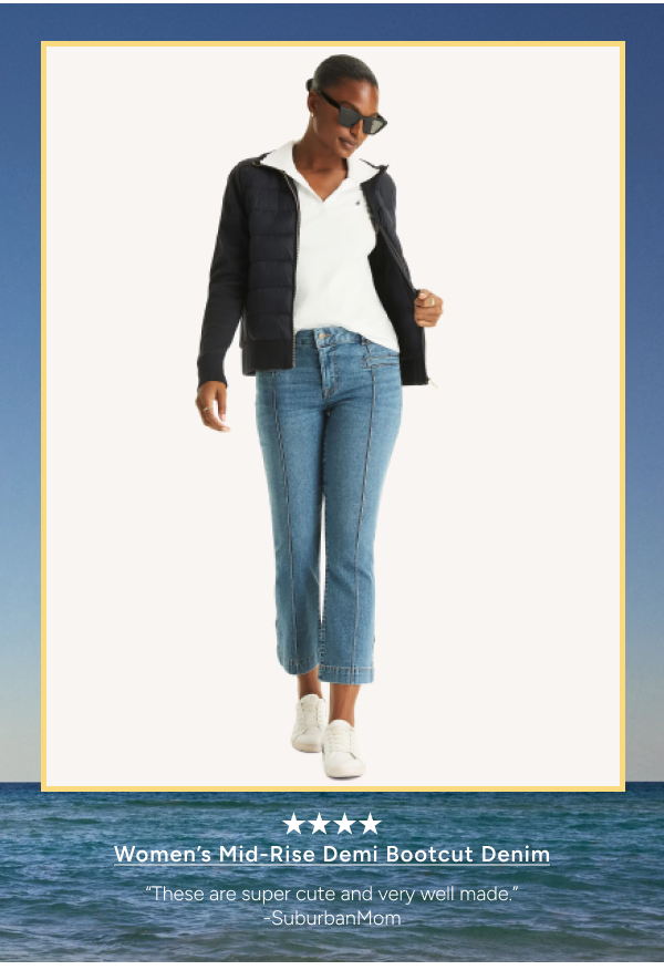 Shop women's mid-rise demi bootcut denim