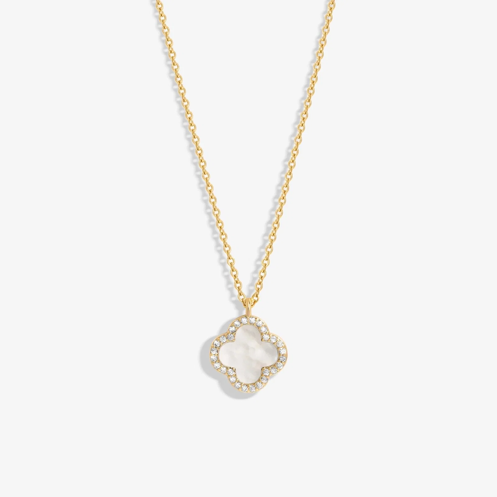 Image of Jon Richard Gold Plated and Mother of Pearl Clover Pendant Necklace