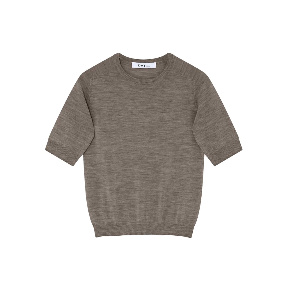 Image of Carolina Knitted T-shirt - Light Brown Melange