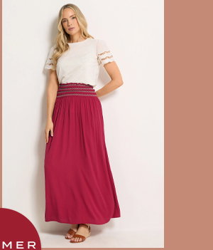 LTS Tall Berry Red Embroidered Waist Maxi Skirt