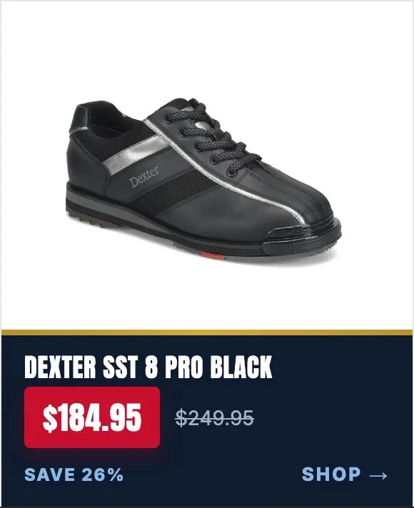 Dexter SST 8 Pro Black Gunmetal Men's right hand bowling shoes