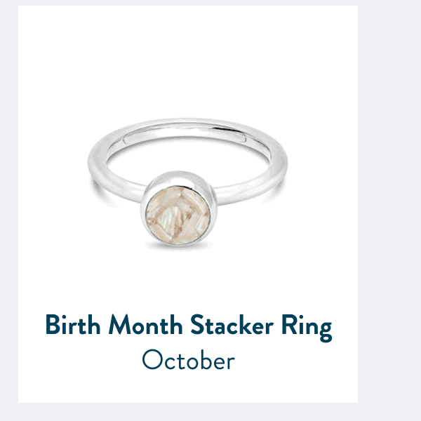 Birth Month Shell Stacker Ring - Round - October