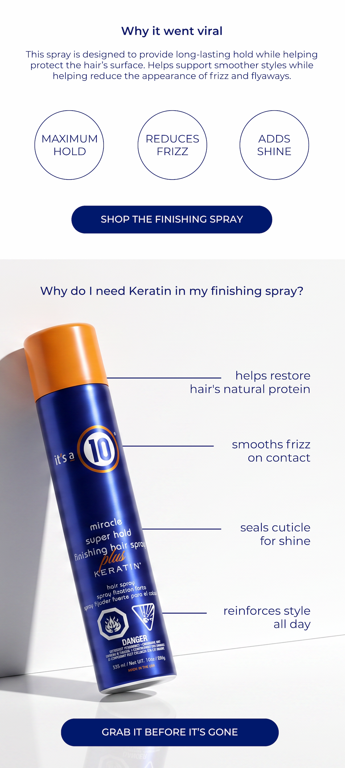 It's a 10 Keratin Finishing Spray benefits