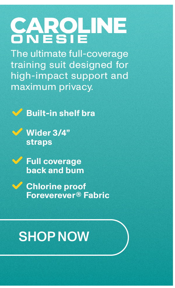 Caroline Onesie: The ultimate full coverage training suit designed for high-impact support and maximum privacy.
