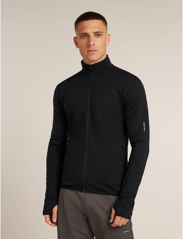 Men's Merino Blend 300 RealFleece™ Descender Long Sleeve Zip Jacket - Black / XXL
