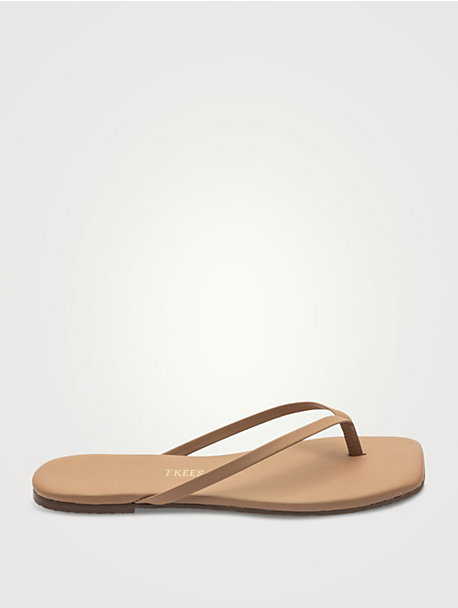 Lily Square-Toe Leather Flip-Flops